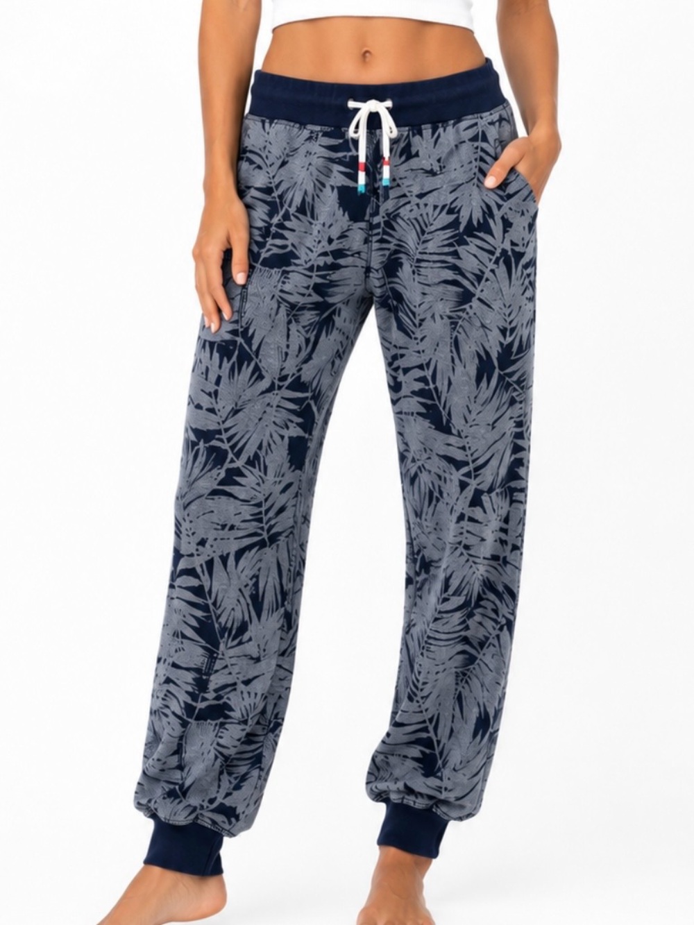 Sol Angeles Tropical Palm Leaf Lounge Jogger Pants Size Small Made in USA